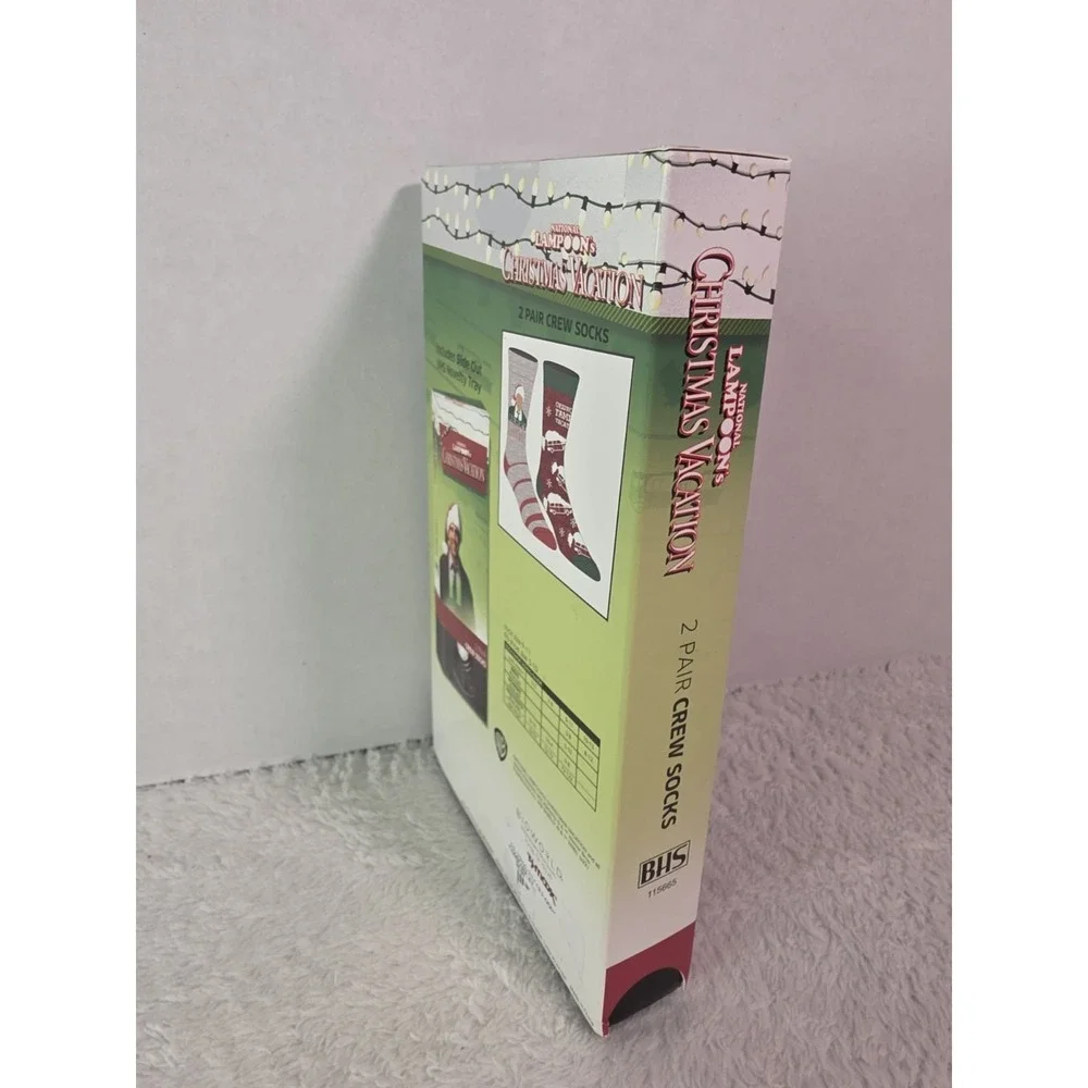 National Lampoons Christmas Vacation Crew Socks Socks 9-11 VHS Novelty Tray New!